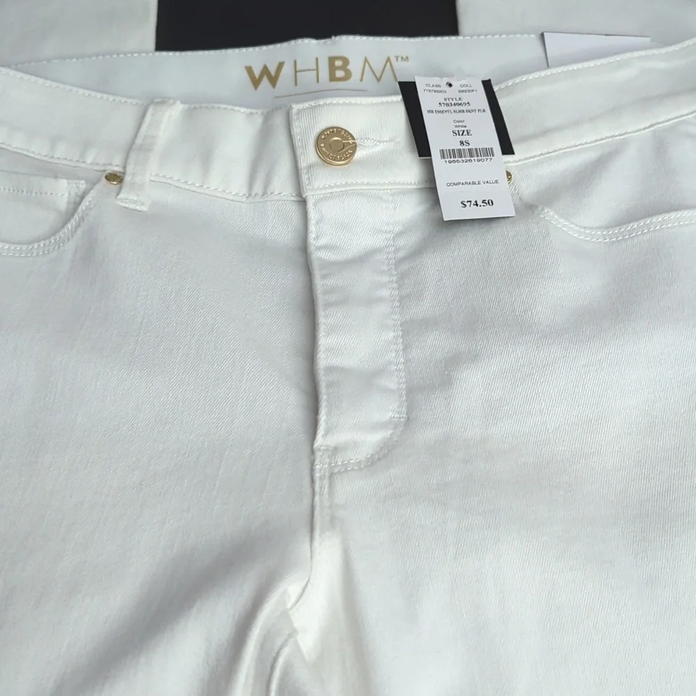 NWT WHBM Mid-Rise Essential Slimmer Mid-Rise Skinny Flare White Jeans 8S